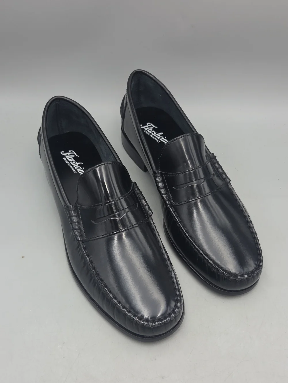Mens Florsheim Berkley Moc Toe Penny Loafers Black Leather Size 10.5 D
